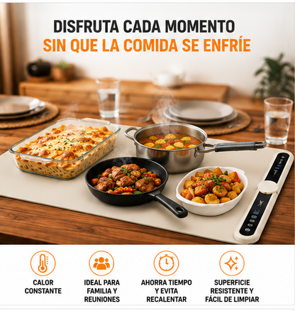 🔥 Sirve Siempre la Comida Caliente | Tapete Calentador Eléctrico 60 cm