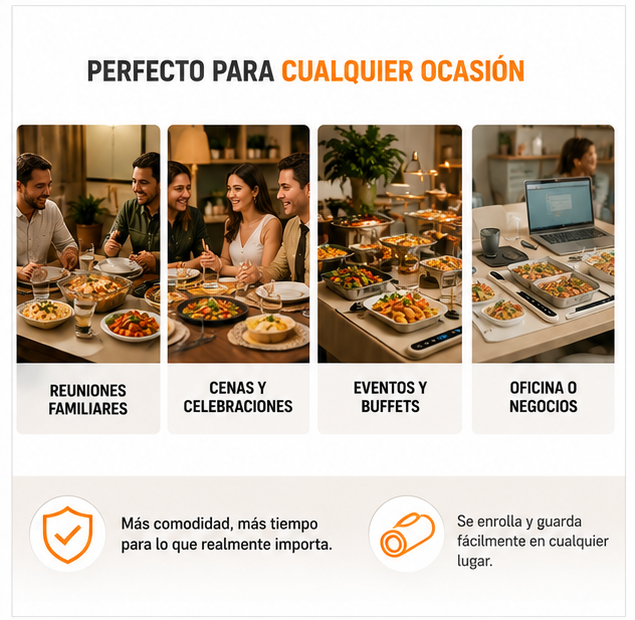 🔥 Sirve Siempre la Comida Caliente | Tapete Calentador Eléctrico 60 cm