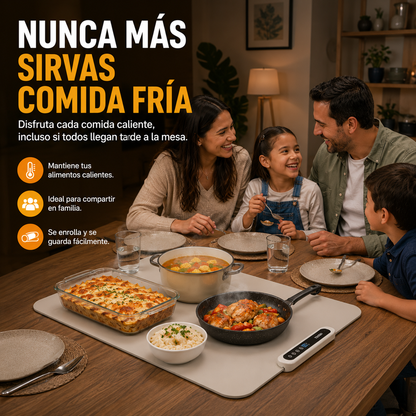 🔥 Sirve Siempre la Comida Caliente | Tapete Calentador Eléctrico 60 cm