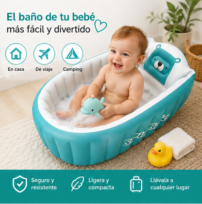 Bañera Inflable para Bebé – Seguridad y Comodidad en Cada Baño – Portátil y Práctica + Bomba de aire GRATIS