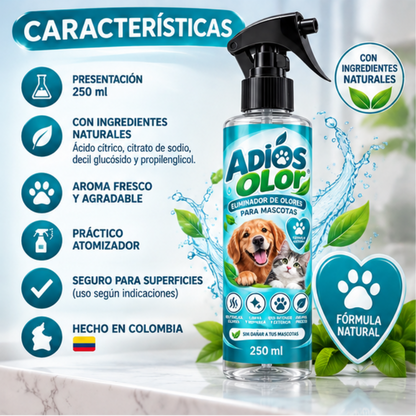 Adiós Olor para Mascotas 250 ml | Neutraliza Olores en Casa