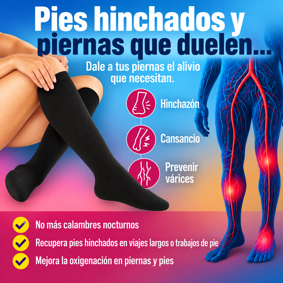 Medias de Compresión Unicolor | Comodidad para tus Piernas
