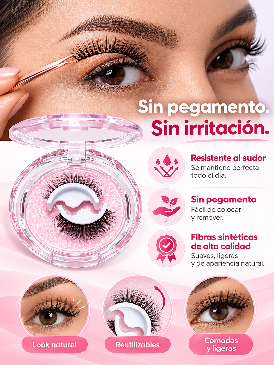 Pestañas postizas autoadhesivas y reutilizables 🙋‍♀️ Pestañas perfectas en segundos