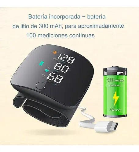 Tensiómetro Digital de Muñeca Recargable/ Portátil/ Fácil de usar