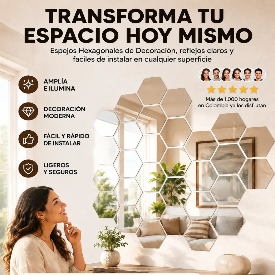 🪞 Espejos Adhesivos Decorativos · Fácil Instalación · Estilo en Minutos