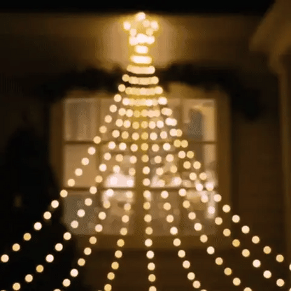 🎄 Luces Estrella Cascada LED + 2 Platos Navideños