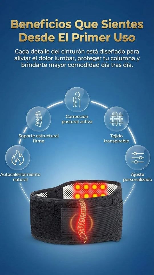 Faja Térmica Terapéutica con Soporte Lumbar - Alivio de Dolor y Corrector de Postura
